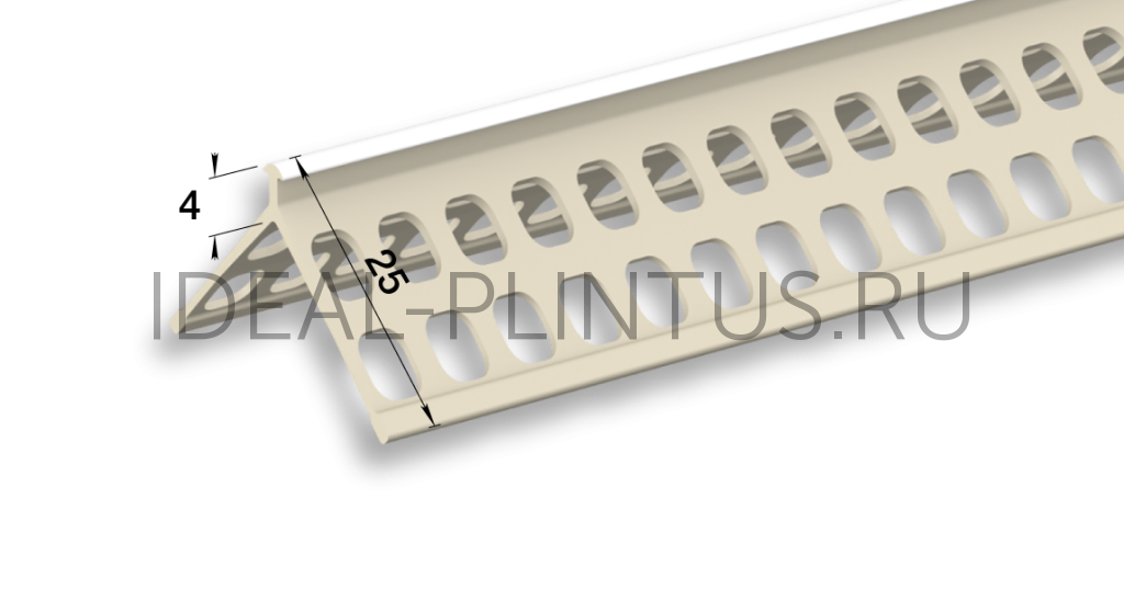 Ideal — Угол штукатурный IDEAL пластиковый с маяком 4мм, Ш-У4, 25х25 мм, 3.0м (25 шт.)