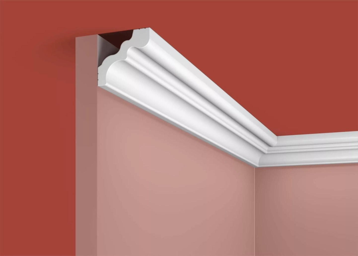 Ideal — Плинтус потолочный дюрополимер Cosca KX032, 46x42x2000мм, Экополимер (Карниз) ударопрочный