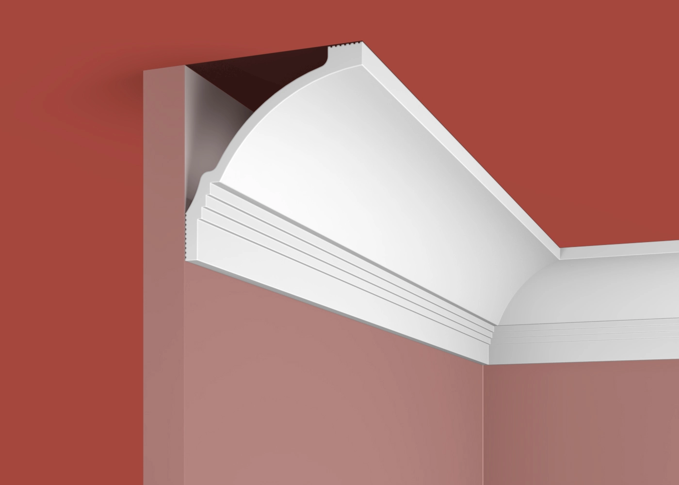 Ideal — Плинтус потолочный дюрополимер Cosca KX064, 84x80x2000мм, Экополимер (Карниз) ударопрочный