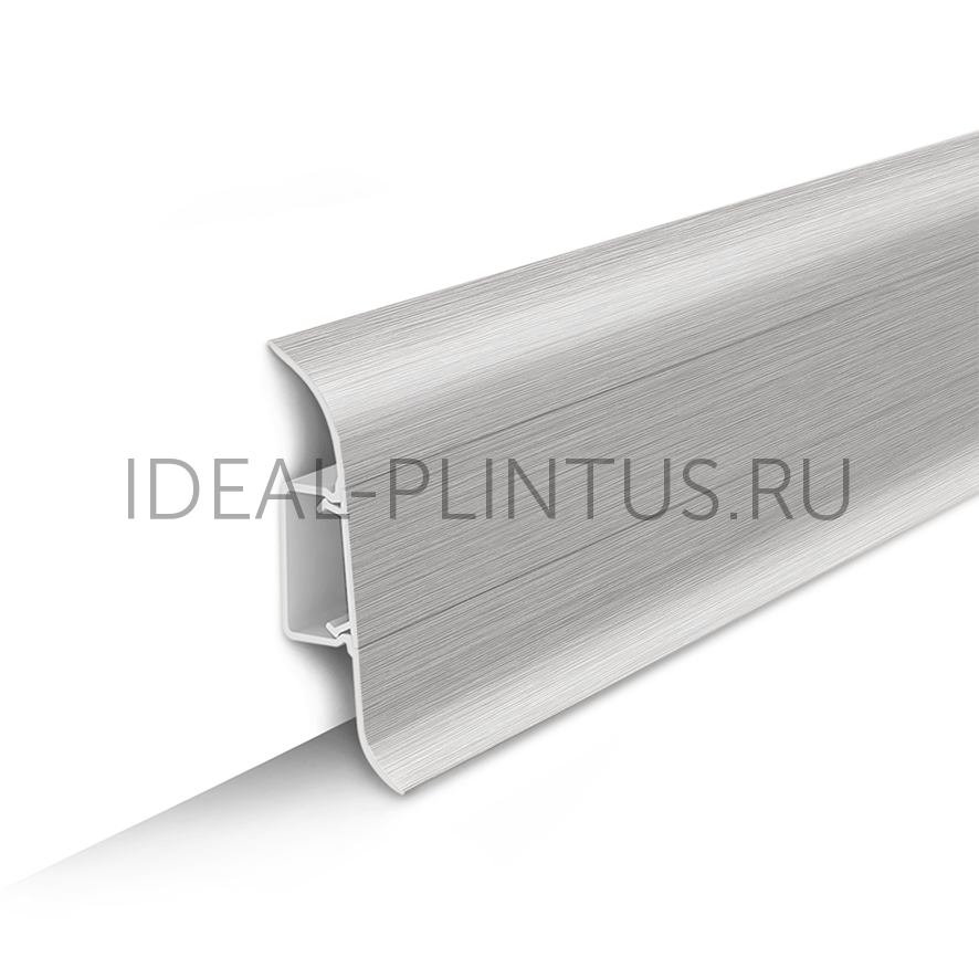 Ideal — Напольный пластиковый плинтус пвх Идеал Классик 55мм 186 Алюминий (ideal Classic 55х22х2200 мм)