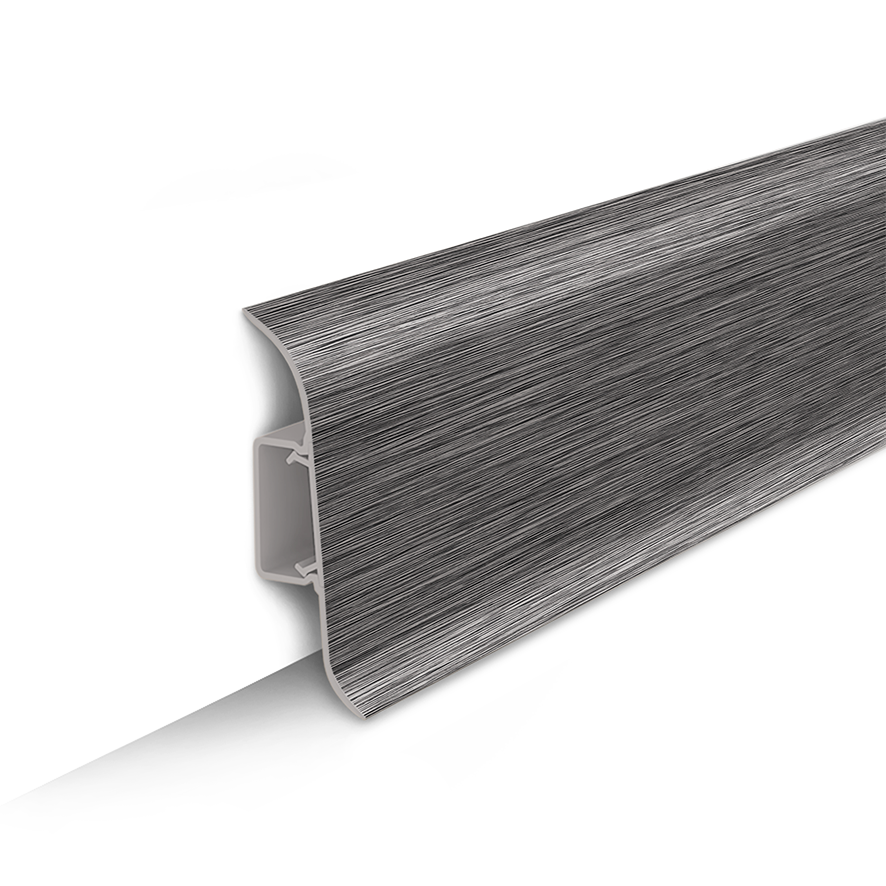 Ideal — Напольный пластиковый плинтус пвх Идеал Классик 55мм 187 Алюминий темный (ideal Classic 55х22х2200 мм)