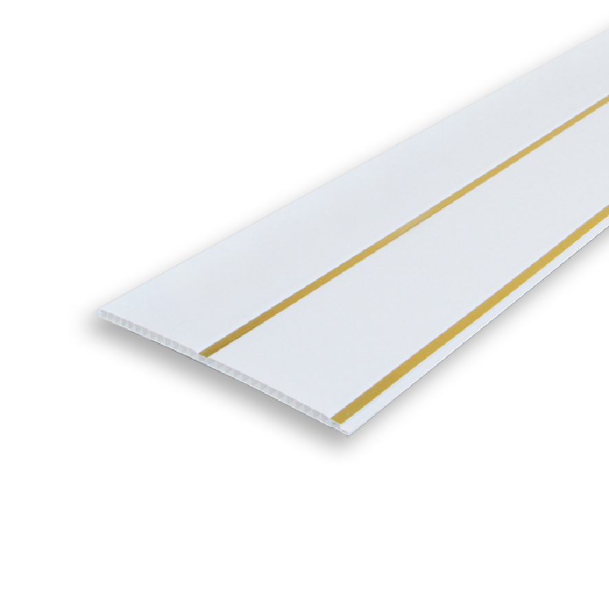 Ideal — Панель потолочная двухсекционная 250мм 3,0м "Идеал Ламини", 001-02 Белый Глянцевый с золотом