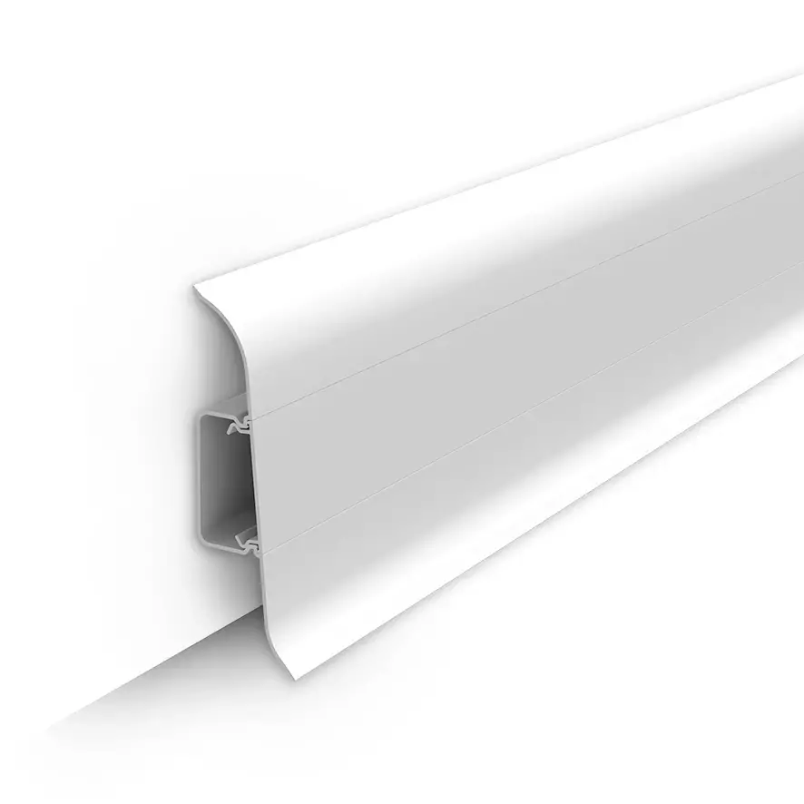 Ideal — Напольный пластиковый плинтус пвх Идеал Комфорт к55 001 Белый (ideal Comfort 55х22х2200 мм)