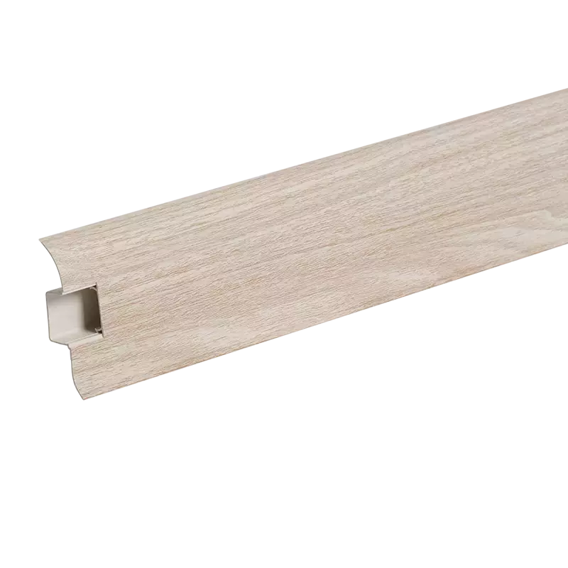 Ideal — Напольный пластиковый плинтус пвх Идеал Комфорт к55 Ясень светлый 254 (ideal Comfort 55х22х2200 мм)