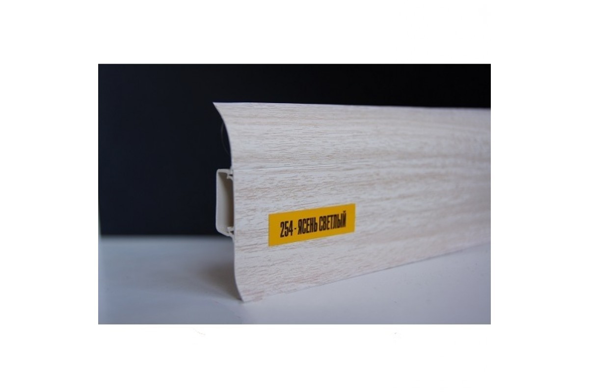 Ideal — Напольный пластиковый плинтус пвх Идеал Альфа А45 254 Ясень светлый (ideal Alfa 45х21х2500 мм) — Ideal, alfa