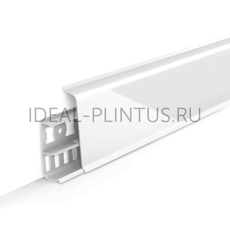 Ideal — Напольный пластиковый плинтус пвх Деконика D70 001-G Белый глянцевый (ideal Deconika 70х21х2200 мм)