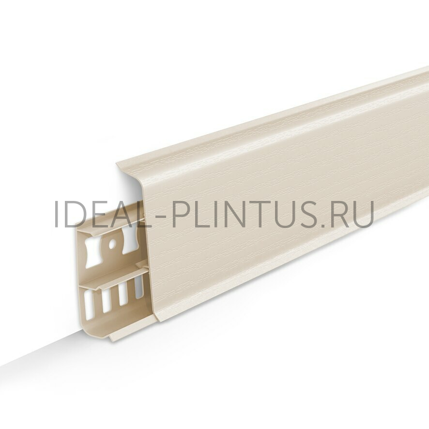 Ideal — Напольный пластиковый плинтус пвх Деконика D70 034 Светлая слоновая кость (ideal Deconika 70х21х2200 мм) — Ideal, plintus s myagkim kraem