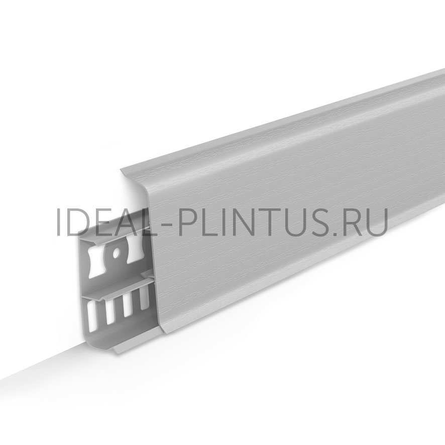 Ideal — Напольный пластиковый плинтус пвх Деконика D70 002 Светло-серый (ideal Deconika 70х21х2200 мм)