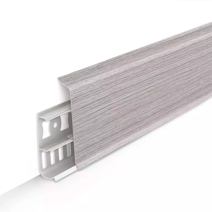 Ideal — Напольный пластиковый плинтус пвх Деконика D85 253 Ясень серый (ideal Deconika 85х22х2200 мм)