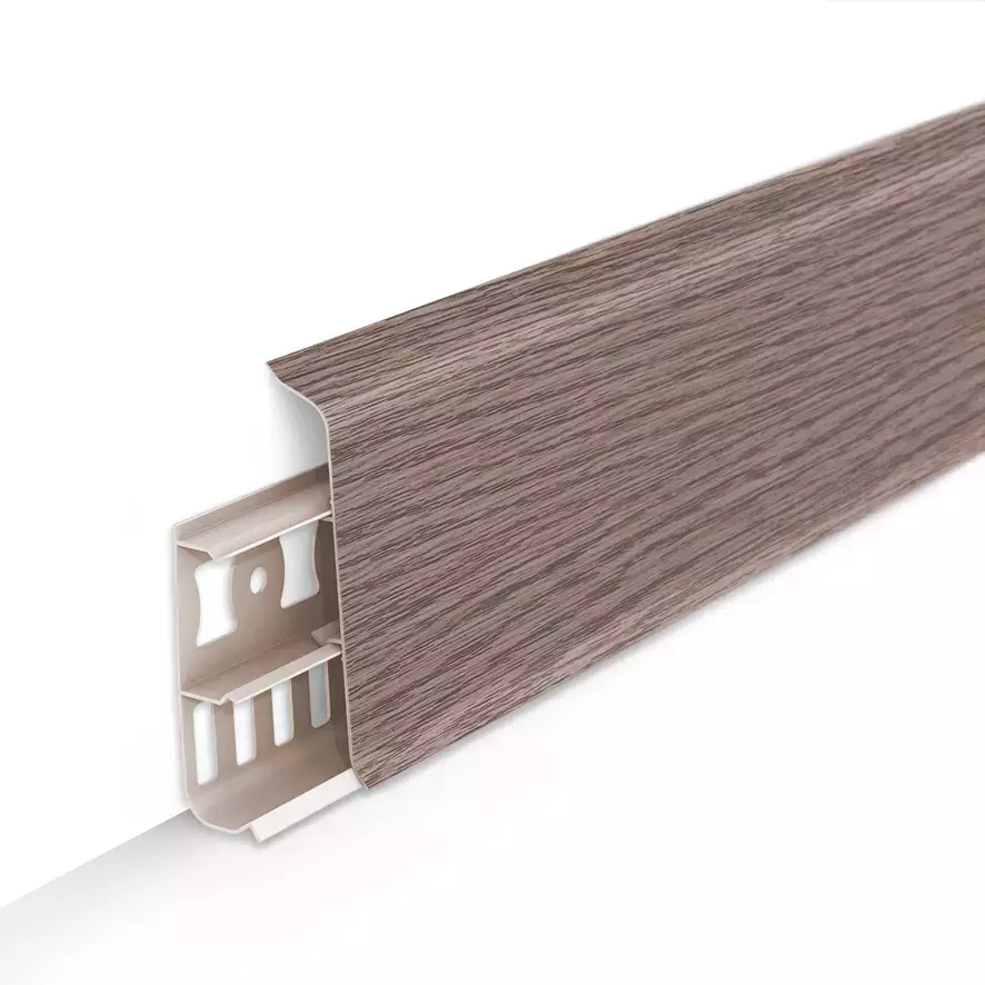 Ideal — Напольный пластиковый плинтус пвх Деконика D85 215 Дуб снежный (ideal Deconika 85х21х2200 мм)