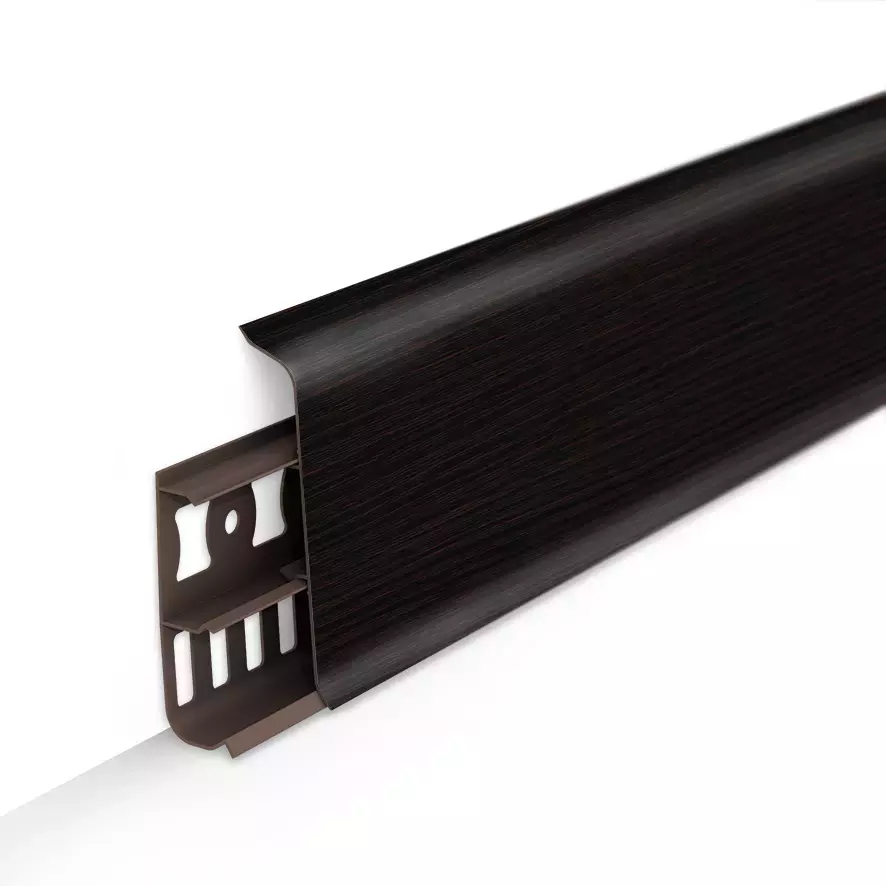 Ideal — Напольный пластиковый плинтус пвх Деконика D85 303 Венге темный (ideal Deconika 85х21х2200 мм)