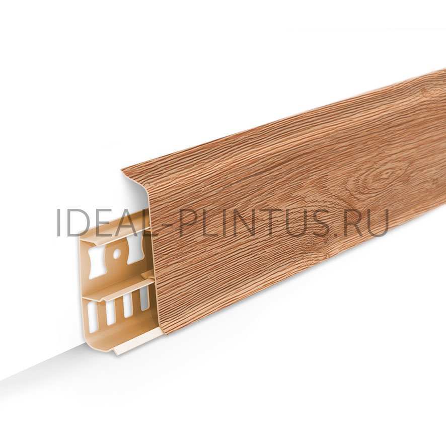 Ideal — Напольный пластиковый плинтус пвх Деконика D70 221 Дуб янтарный (ideal Deconika 70х21х2200 мм)
