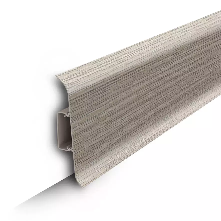 Ideal — Напольный пластиковый плинтус пвх Идеал Классик c85 251 ясень (ideal Classic 85х22х2200 мм)