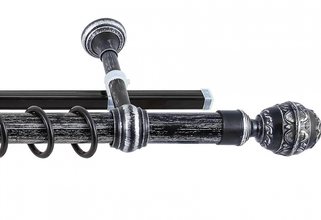 Ideal — Круглый карниз для штор Legrand Валанс черненое серебро 2.4 метра — Ideal, kruglye karnizy dlya shtor