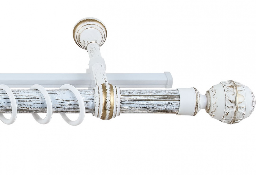 Ideal — Круглый карниз для штор Legrand Валанс белое золото патина 3 метра — Ideal, kruglye karnizy dlya shtor