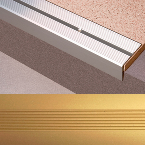 Ideal — Угловой алюминиевый порог Золото 40х20х1800 мм. Пластал Д13 для защиты кромки ступеней лестниц