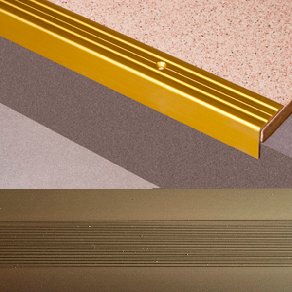 Ideal — Угловой алюминиевый порог Бронза 24х20х900 мм. Пластал Д3 для защиты кромки ступеней лестниц
