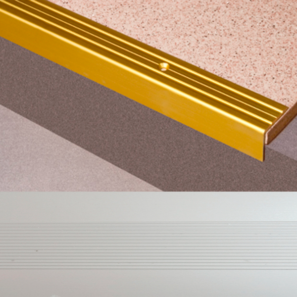 Ideal — Угловой алюминиевый порог Серебро 24х20х1800 мм. Пластал Д3 для защиты кромки ступеней лестниц