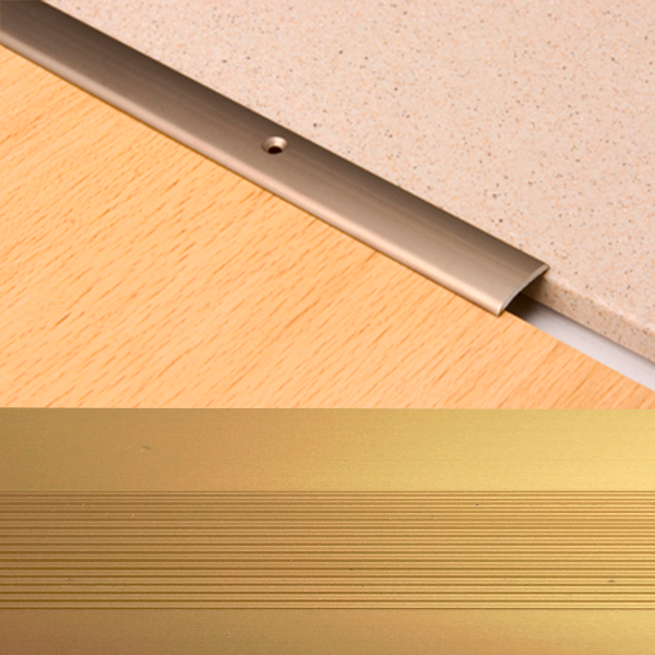 Ideal — Алюминиевый порог для пола Золото 20х3.5х2700 мм. Пластал А20 полукруглый