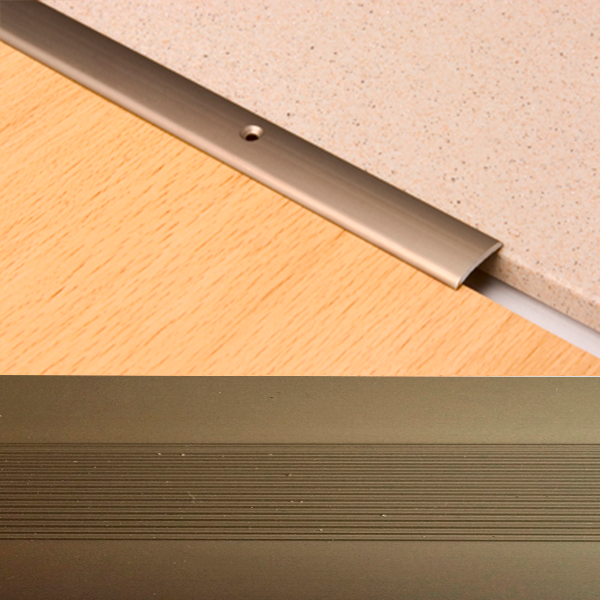Ideal — Алюминиевый порог для пола Бронза 20х3.5х2700 мм. Пластал А20 полукруглый