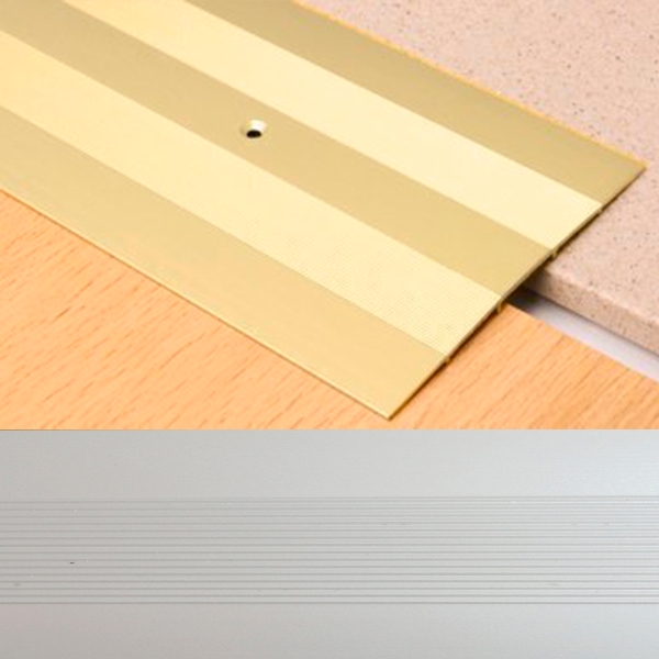 Ideal — Алюминиевый порог для пола Серебро 80х3,5х900 мм. Пластал А8 плоский с продольными рисками