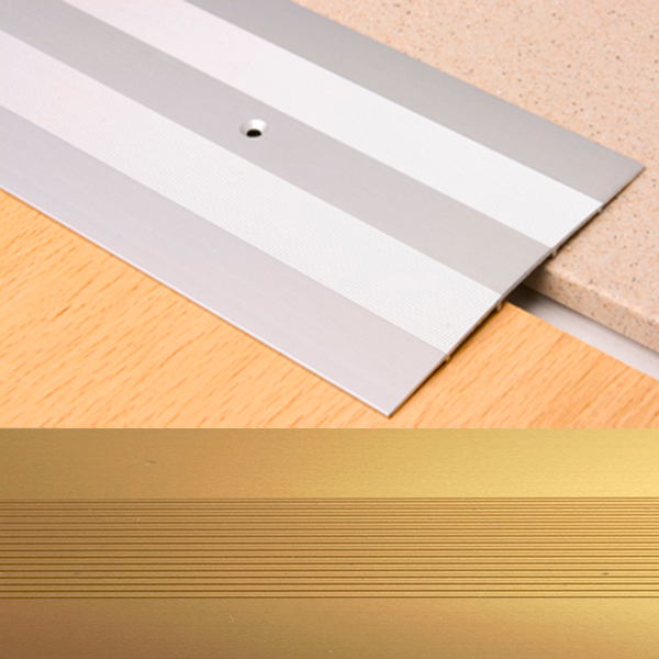 Ideal — Алюминиевый порог для пола Золото 100х3,5х1800 мм. Пластал А10 плоский с продольными рисками