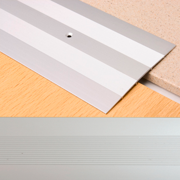 Ideal — Алюминиевый порог для пола Серебро 100х3,5х900 мм. Пластал А10 плоский с продольными рисками