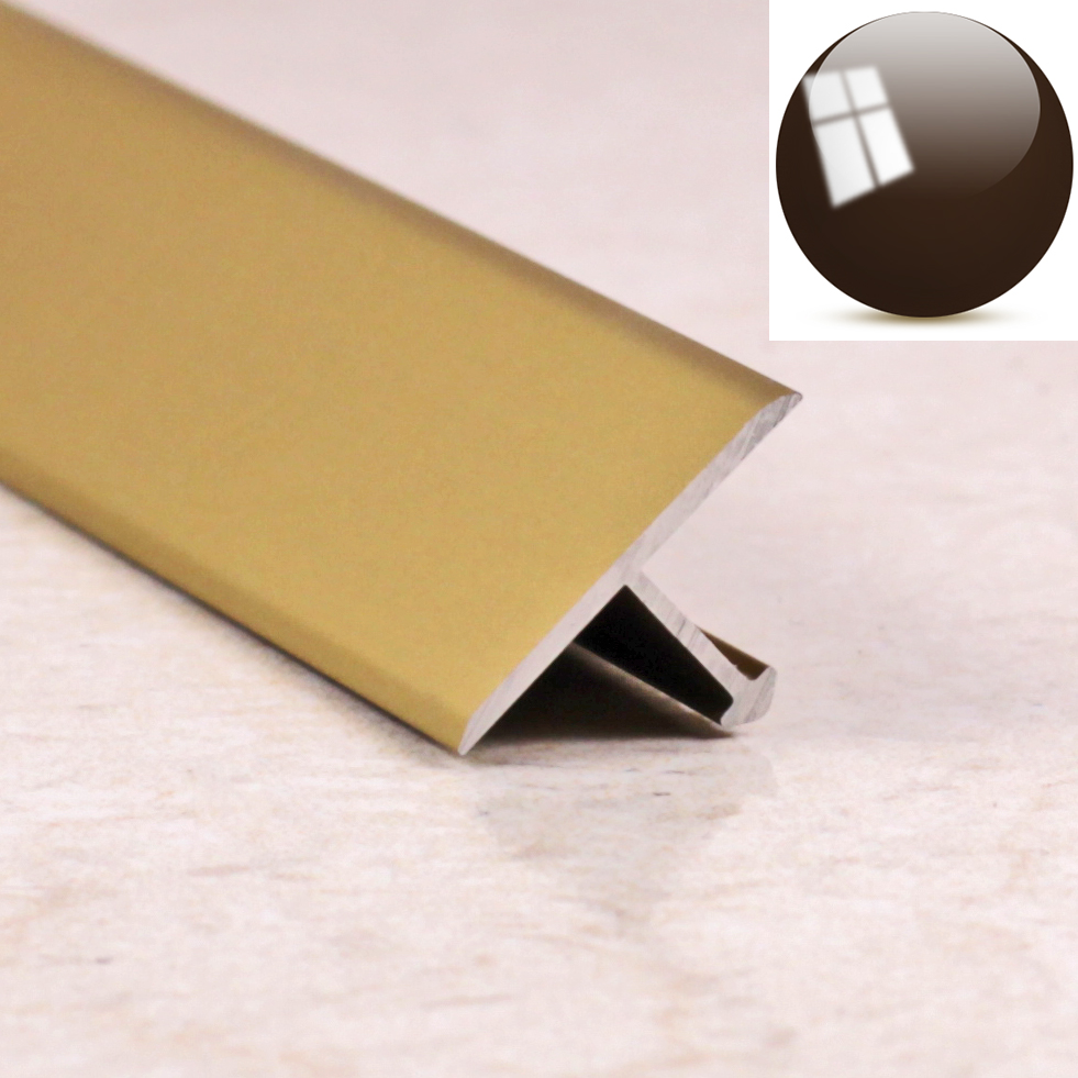 Ideal — Порог т-образный алюминиевый для пола Бронза глянец 30х8х900 мм. Т30 универсальный — Ideal, t obraznye alyuminievye porogi dlya pola