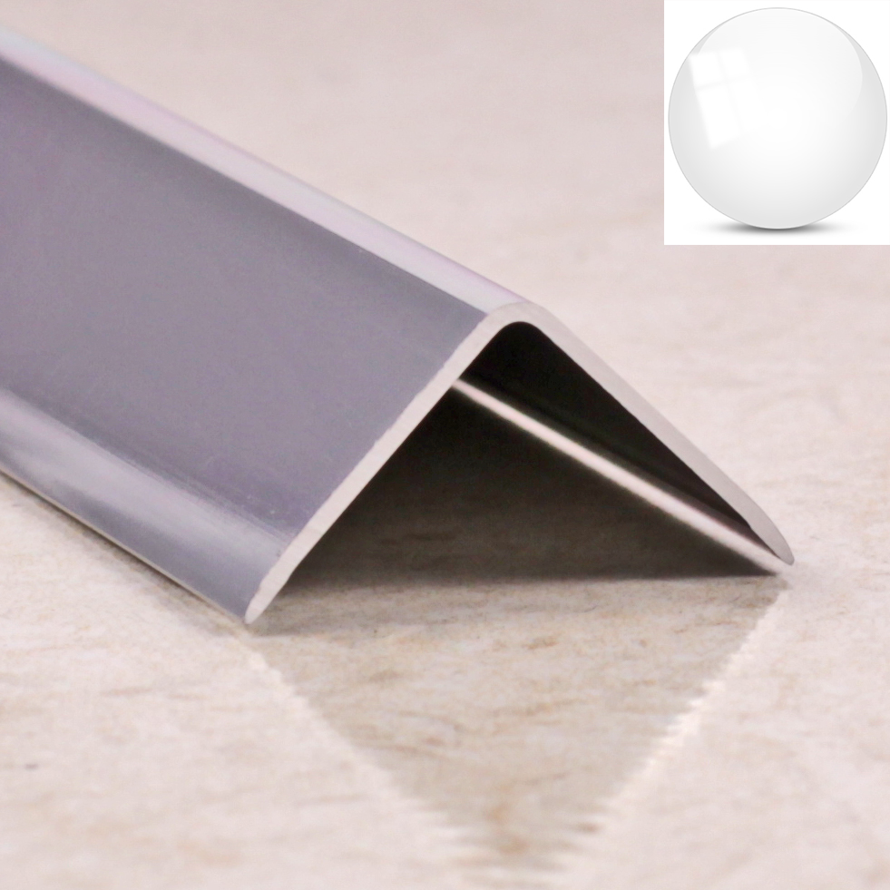 Ideal — Алюминиевый уголок наружный белый глянец 15х15х2700 мм. со скошенными краями