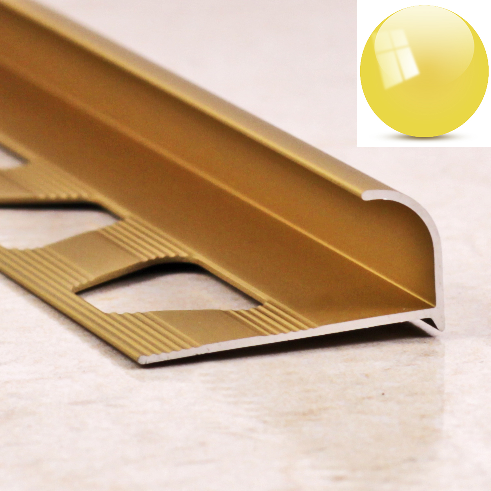 Ideal — Алюминиевая раскладка для плитки золото глянец 10 мм. длина 2700 мм.