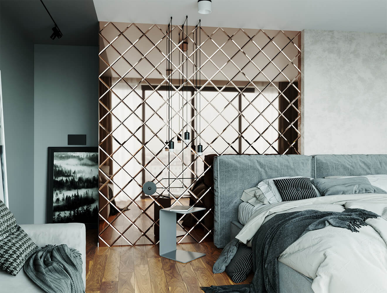 Ideal — Зеркальная панно с фацетом бронза глянец — Ideal, kvadratnaya zerkalnaya plitka