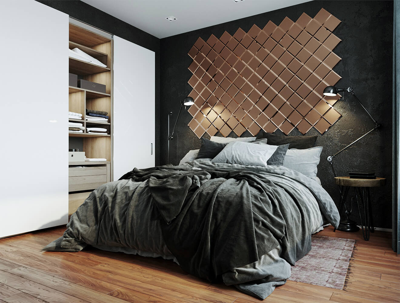 Ideal — Зеркальная панно с фацетом бронза матовая — Ideal, kvadratnaya zerkalnaya plitka