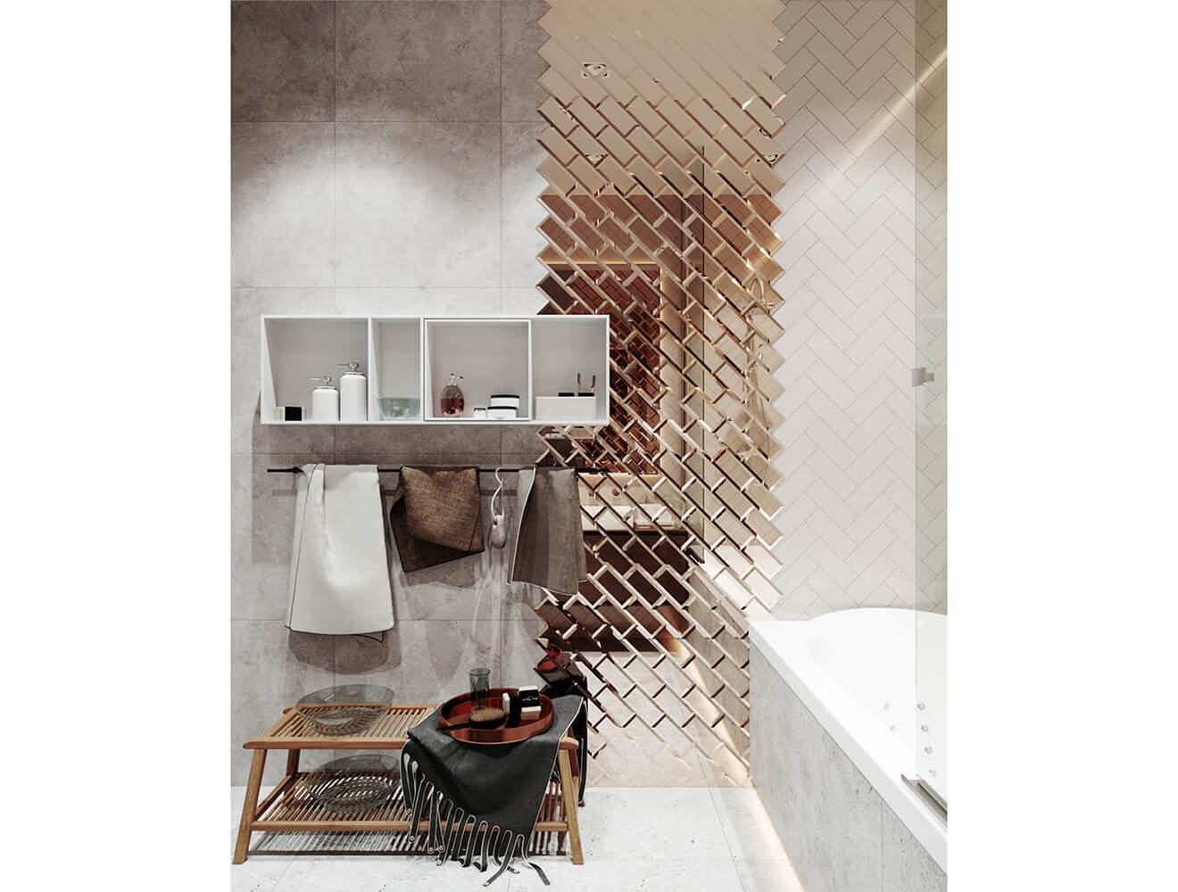 Ideal — Прямоугольное зеркальная панно с фацетом бронза глянец — Ideal, pryamougolnaya zerkalnaya plitka