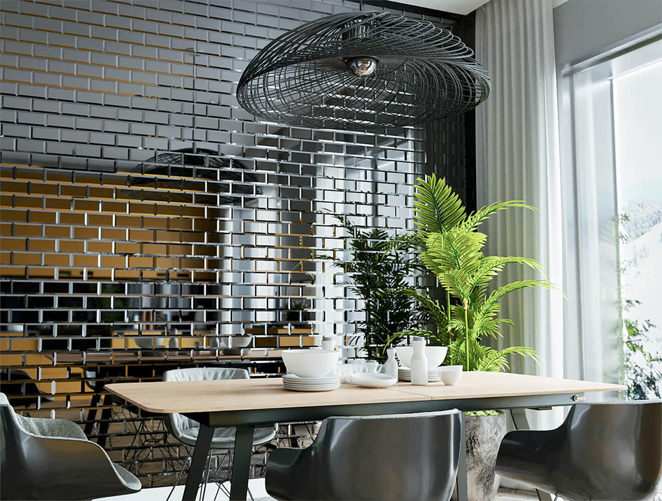 Ideal — Прямоугольное зеркальная панно с фацетом графит глянец — Ideal, pryamougolnaya zerkalnaya plitka