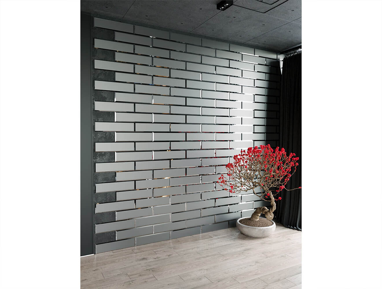 Ideal — Прямоугольное зеркальная панно с фацетом графит матовый — Ideal, pryamougolnaya zerkalnaya plitka