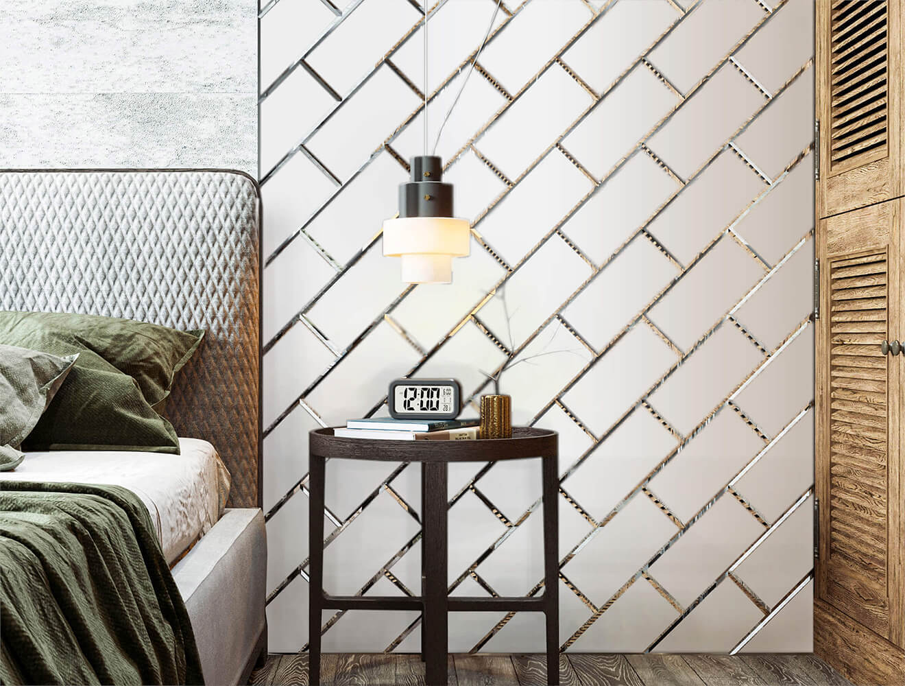 Ideal — Прямоугольное зеркальная панно с фацетом серебро матовое — Ideal, pryamougolnaya zerkalnaya plitka