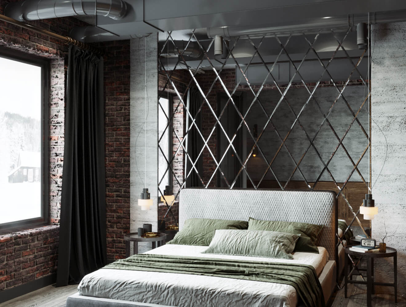 Ideal — Зеркальная панно ромбом с фацетом серебро глянец — Ideal, zerkalnaya plitka romby