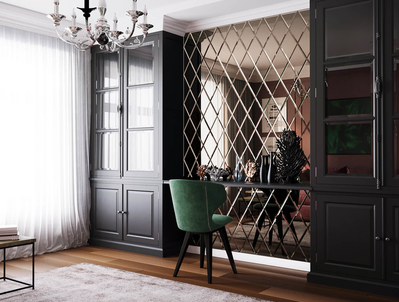 Ideal — Зеркальная панно ромбом с фацетом бронза глянец — Ideal, zerkalnaya plitka romby