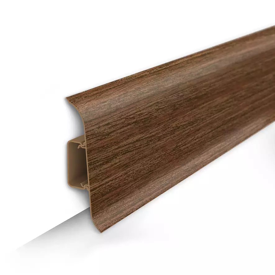 Ideal — Напольный пластиковый плинтус пвх Идеал Классик c70 291 Орех (ideal Classic 70х22х2200 мм)