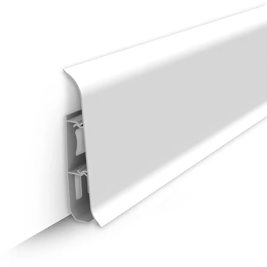 Ideal — Напольный Плинтус ПВХ Идеал Классик КП-85 001 Белый (85х22х2200 мм, С цельной лицевой частью)