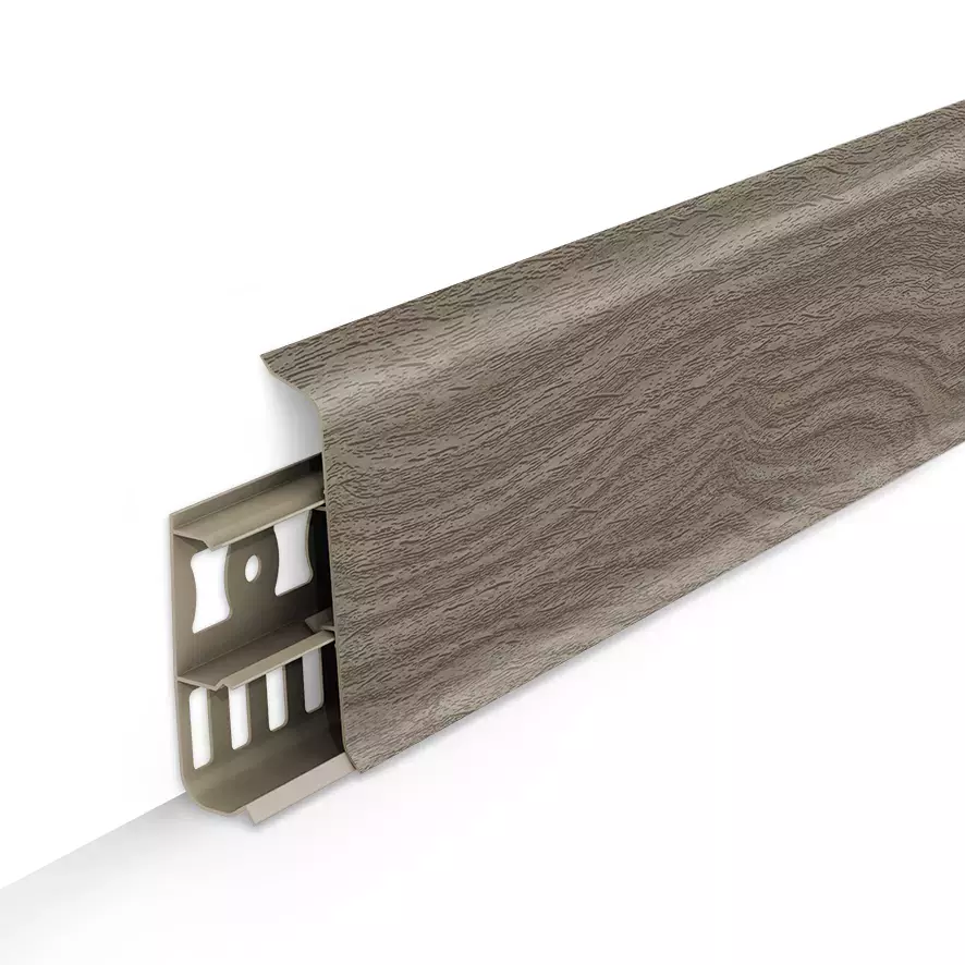 Ideal — Напольный пластиковый плинтус пвх Деконика D85 296 Орех серый (ideal Deconika 85х21х2200 мм)