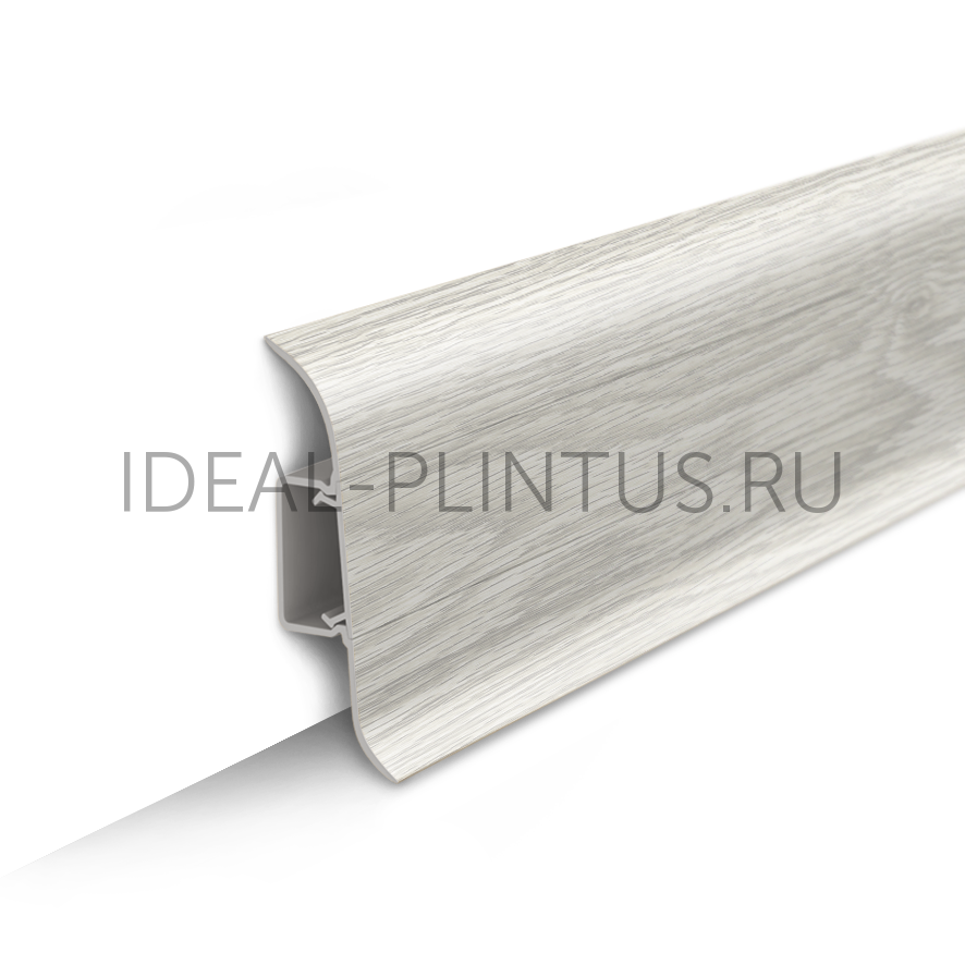 Ideal — Напольный пластиковый плинтус пвх Идеал Классик c55 230 Дуб айсберг (ideal Classic 55х22х2200 мм)