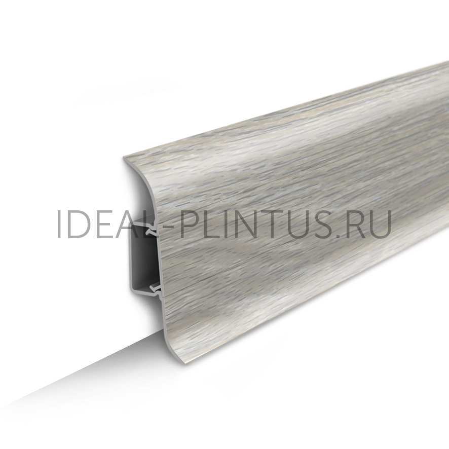 Ideal — Напольный пластиковый плинтус пвх Идеал Классик 253 Ясень серый, К-П55п (ideal Classic 55х22х2200 мм)