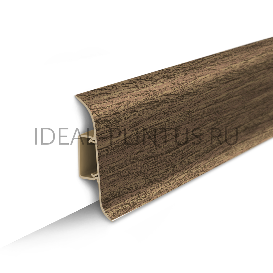 Ideal — Напольный пластиковый плинтус пвх Идеал Классик c55 291 орех (ideal Classic 55х22х2200 мм)