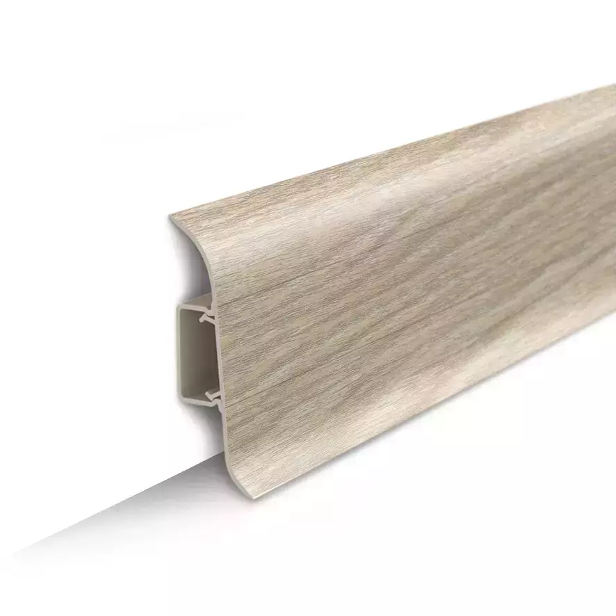 Ideal — Напольный пластиковый плинтус пвх Идеал Классик c55 273 сосна светлая (ideal Classic 55х22х2200 мм) — Ideal, plintus s myagkim kraem