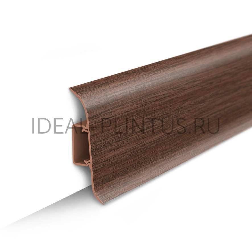 Ideal — Напольный пластиковый плинтус пвх Идеал Классик c55 293 орех темный (ideal Classic 55х22х2200 мм) — Ideal, plintus s myagkim kraem