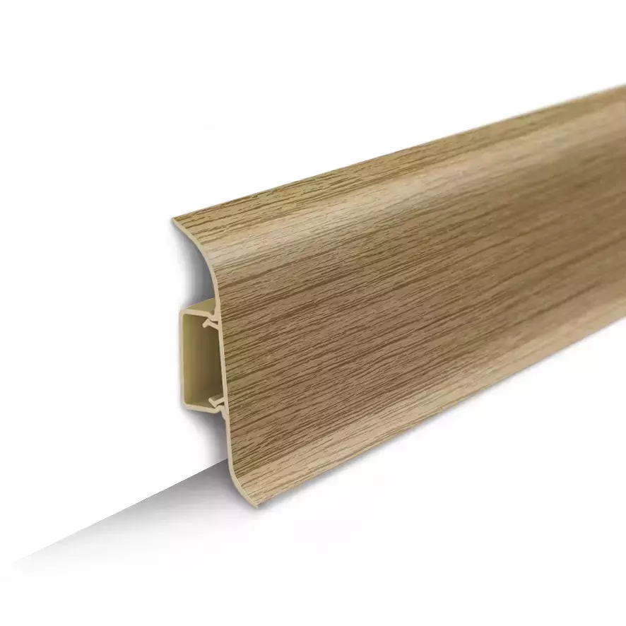 Ideal — Напольный пластиковый плинтус пвх Идеал Классик c55 311 карагач (ideal Classic 55х22х2200 мм) — Ideal, plintus s myagkim kraem