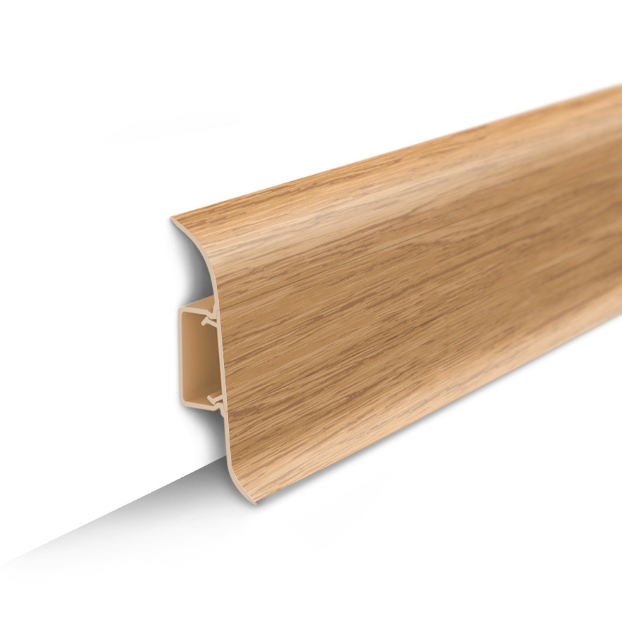 Ideal — Напольный пластиковый плинтус пвх Идеал Классик c55 201 Дуб (ideal Classic 55х22х2200 мм)