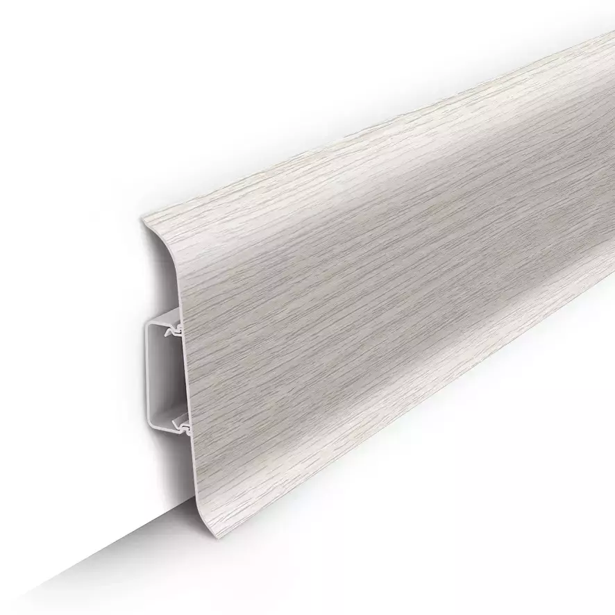 Ideal — Напольный пластиковый плинтус пвх Идеал Классик c85 252 Ясень белый (ideal Classic 85х22х2200 мм)