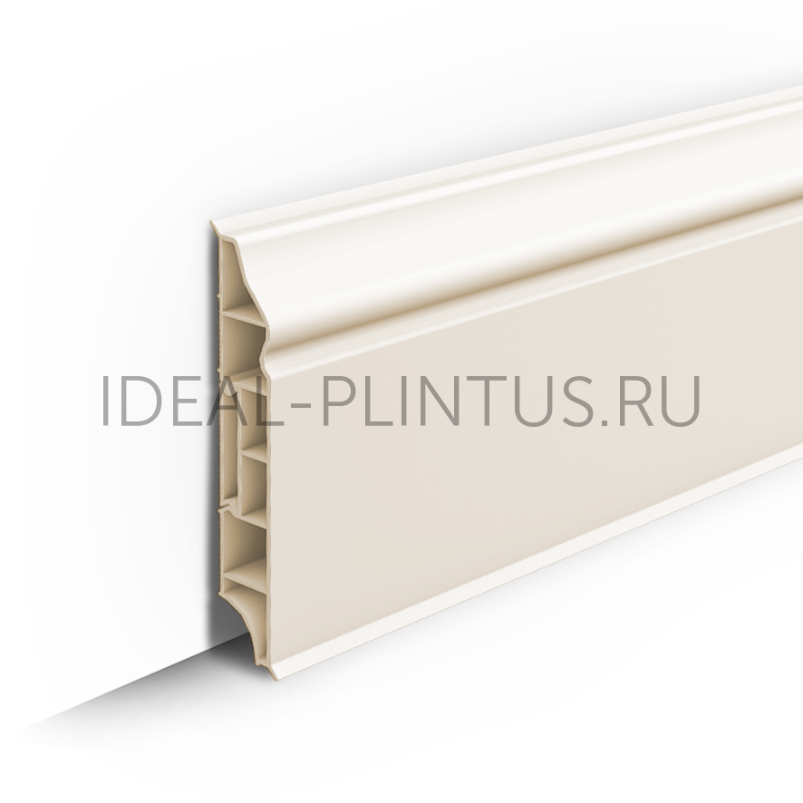 Ideal — Плинтус напольный IDEAL Дюра фигурный 033 Кремово-белый 80x16x2200 мм